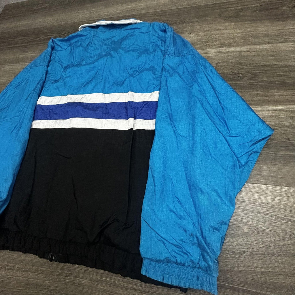 Vintage Christian Dior Windbreaker Jacket Mens Large Blue Navy Striped Nylon 80s