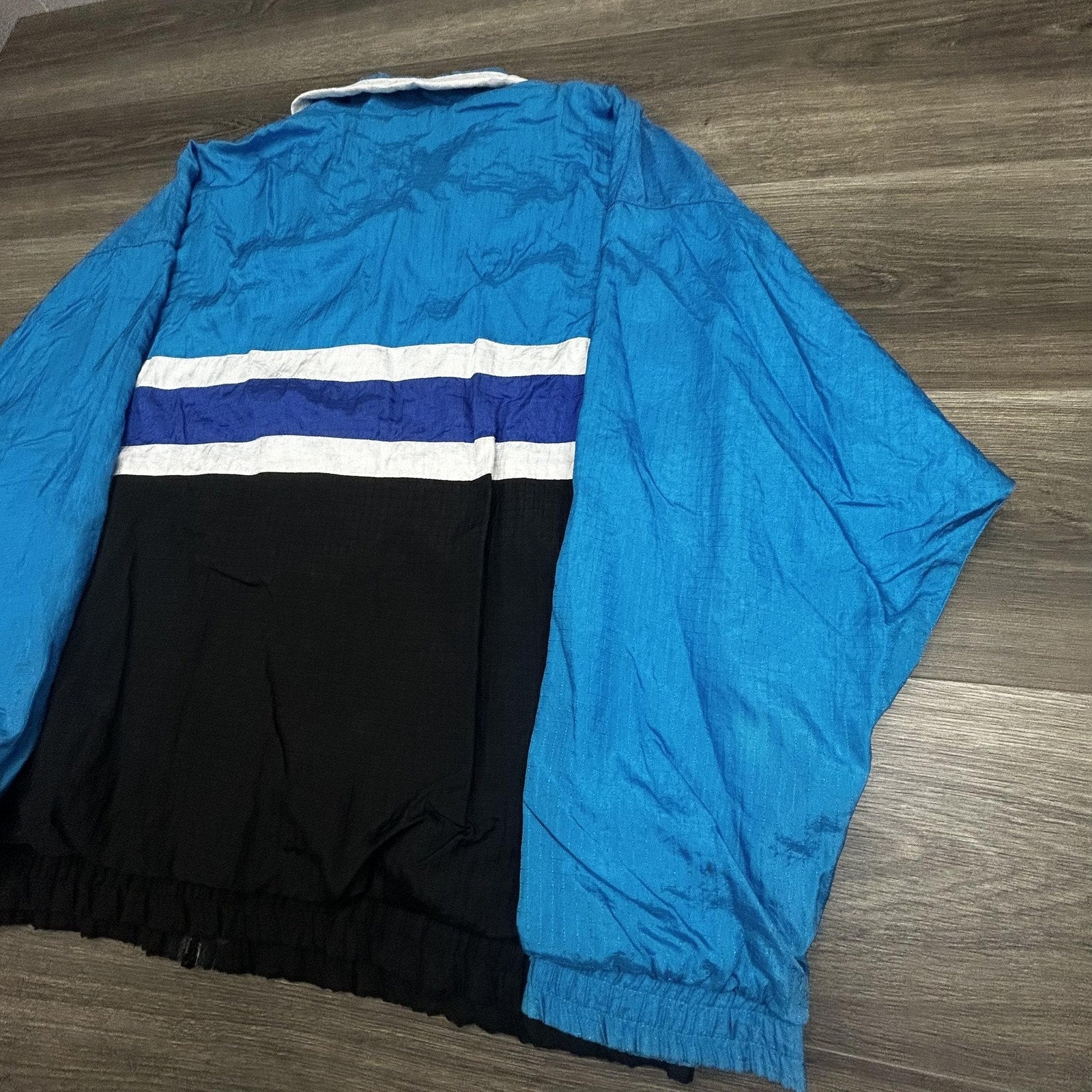 Vintage Christian Dior Windbreaker Jacket Mens Large Blue Navy Striped Nylon 80s