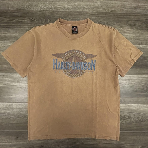Vintage 90s Harley Davidson Shirt Mens XL Brown Single Stitch 1997 Made in USA
