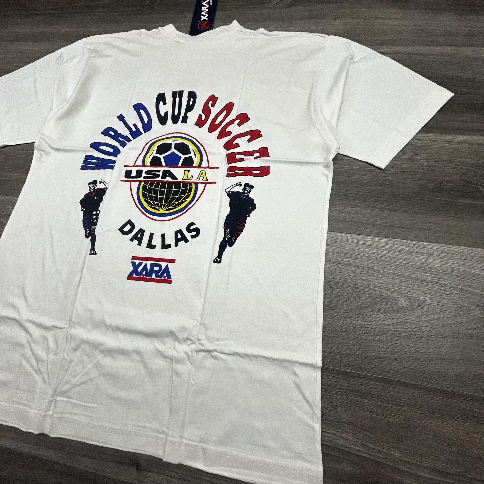Vintage World Cup Shirt Mens Medium White Dallas XARA Soccer Deadstock USA 90s