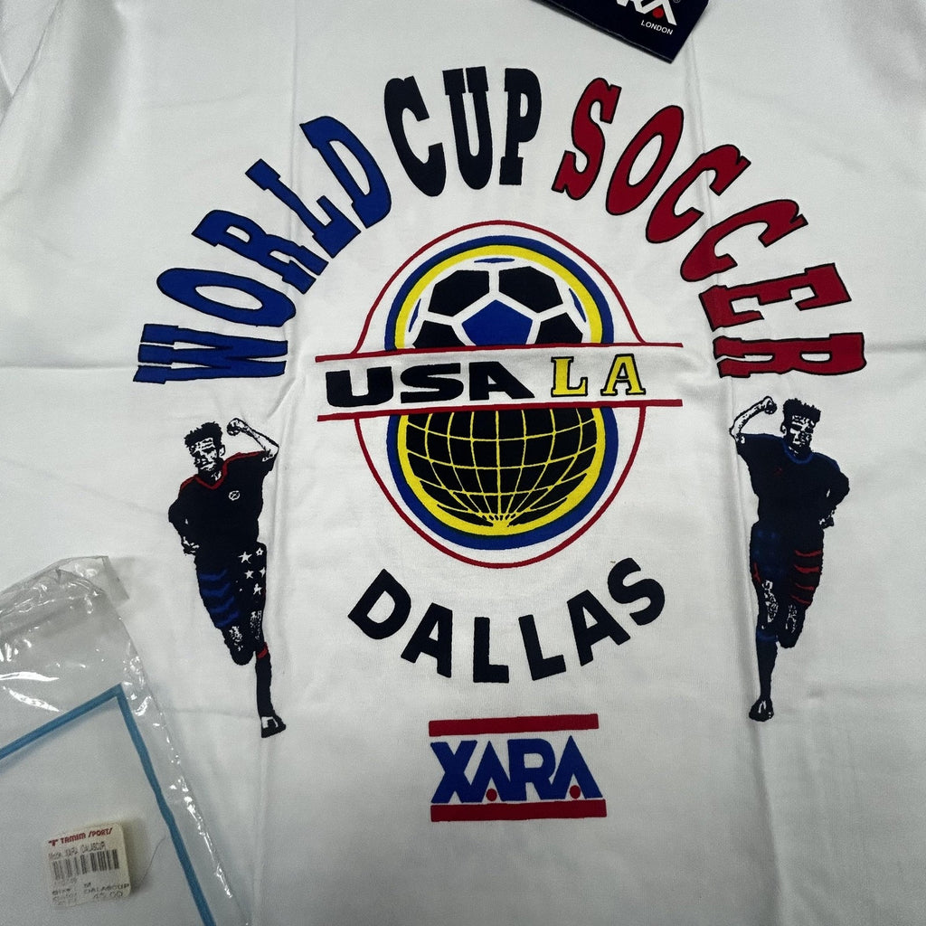 Vintage World Cup Shirt Mens Medium White Dallas XARA Soccer Deadstock USA 90s