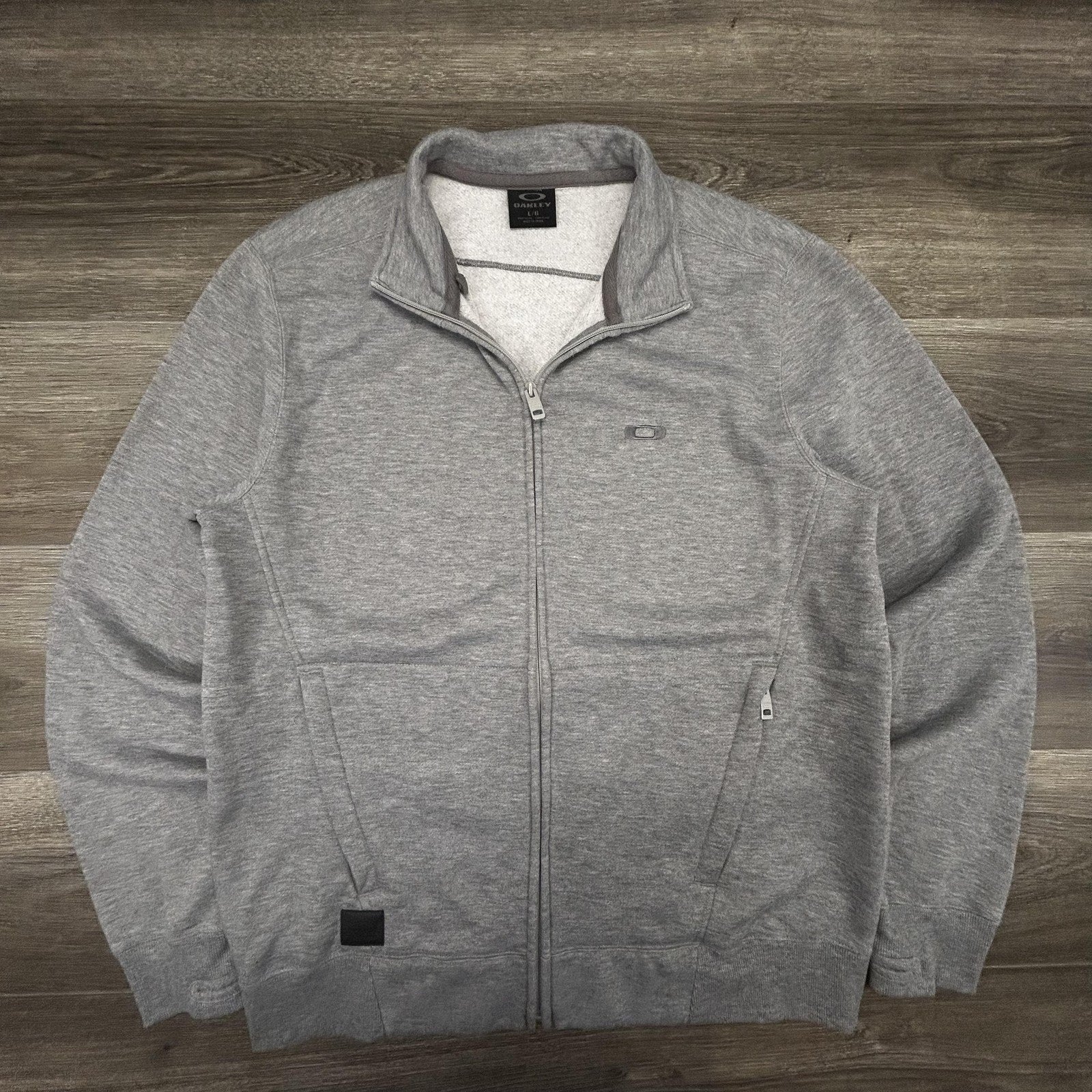 Oakley Sweatshirt Mens Large Gray Full Zip Fleece High Neck Logo Pockets Gorp