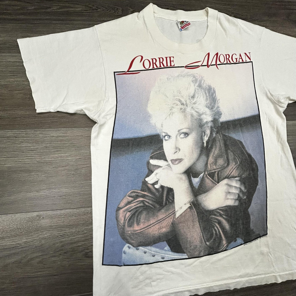 Vintage Lorrie Morgan Shirt Mens Large White 2R Photo Graphic Country 1992 90s