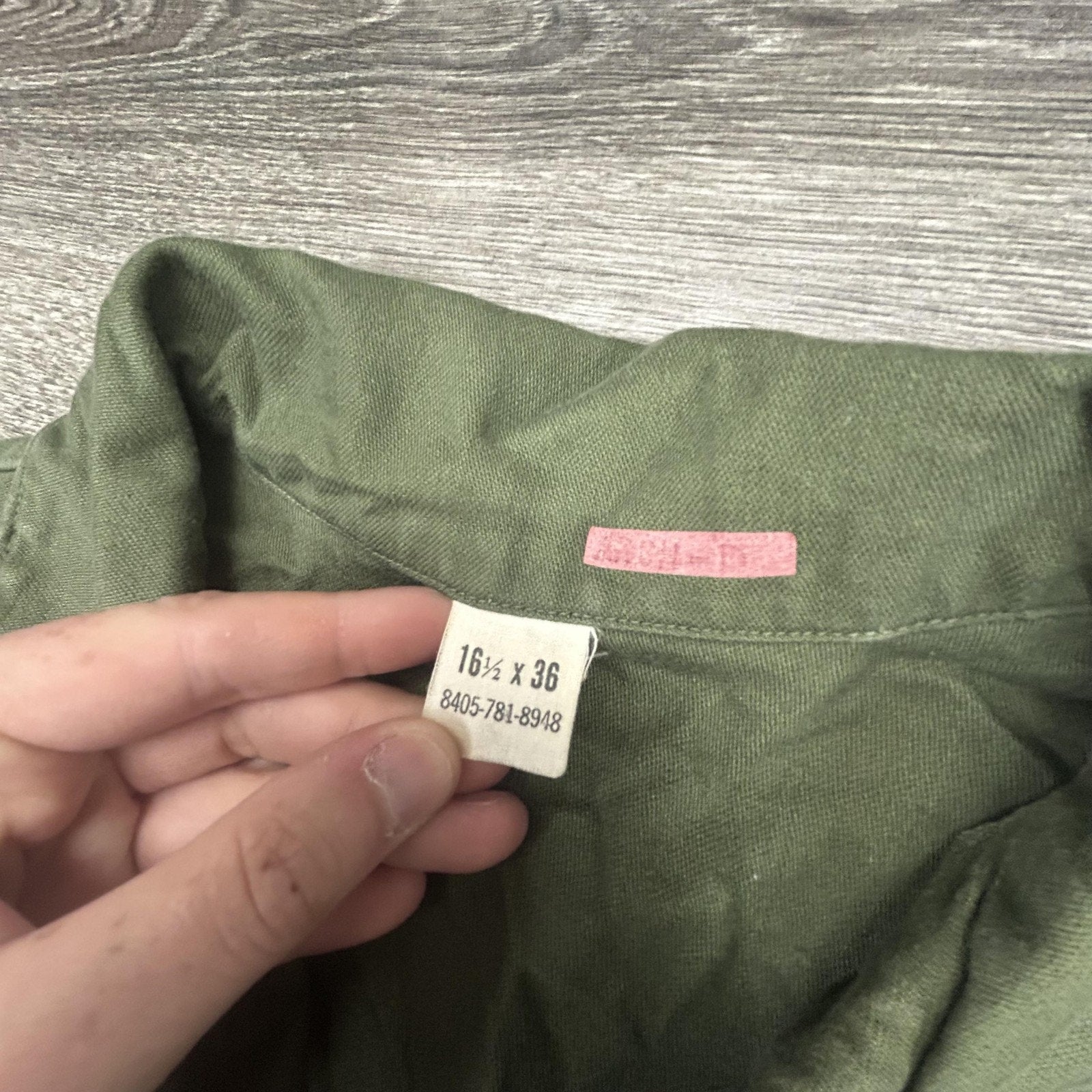 Vintage US Navy Vietnam Shirt Mens LT Green Utility OG-507 Military Seabees 70s