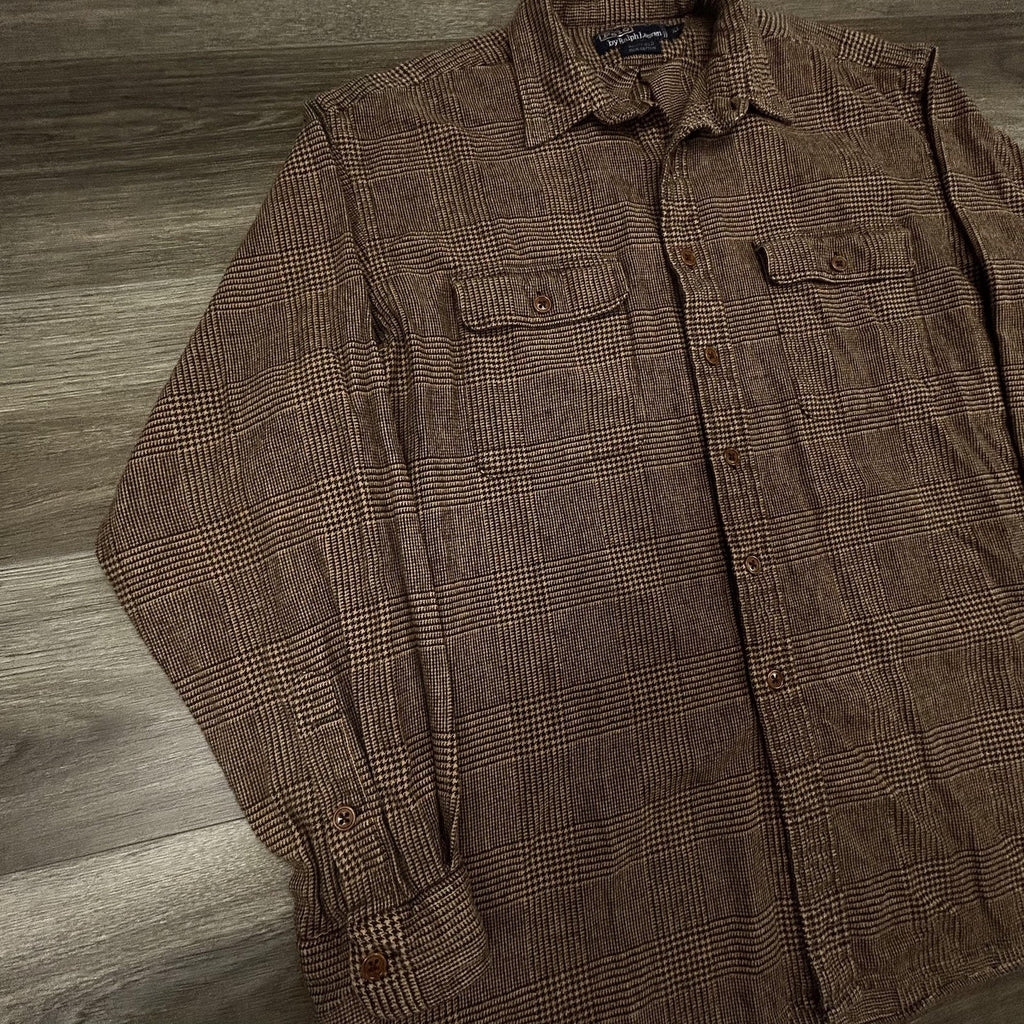 Vintage Polo Ralph Lauren Flannel Shirt Mens XL Brown Plaid Whitfield Preppy 90s