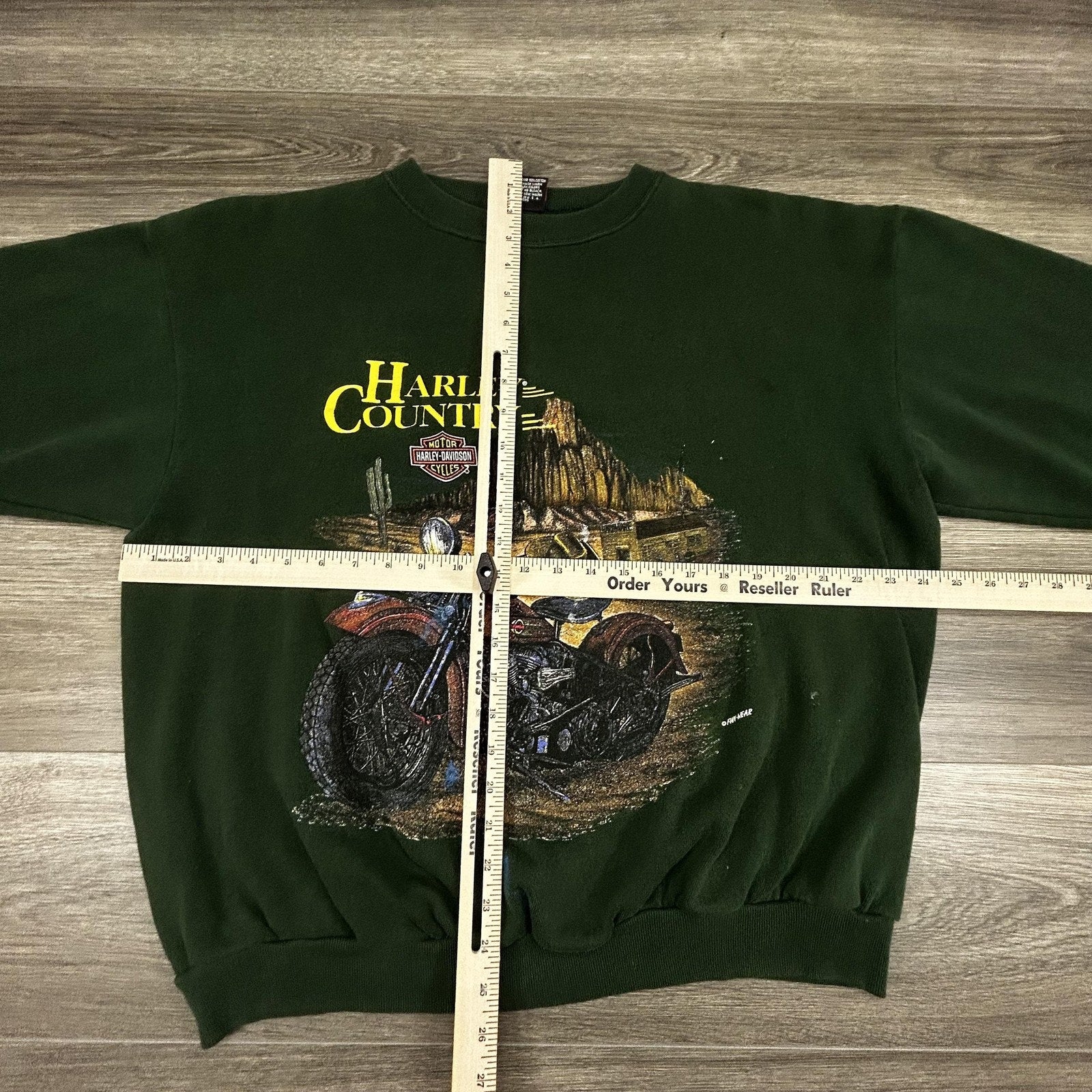 Vintage Harley-Davidson Sweatshirt Mens XL Green Motorcycle Country 90s Made USA