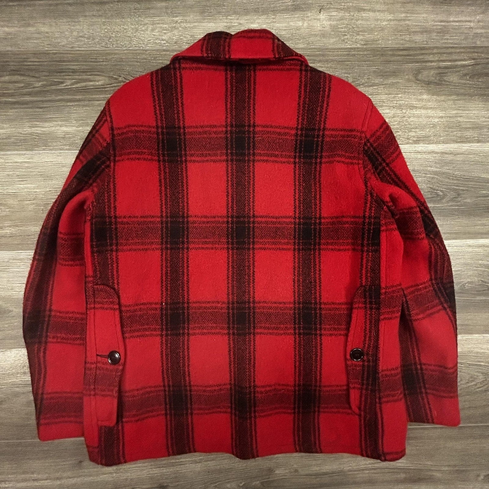 Vintage 50s Monterey Club Wool Coat Mens 40 buffalo Plaid Hunting Mackinaw USA
