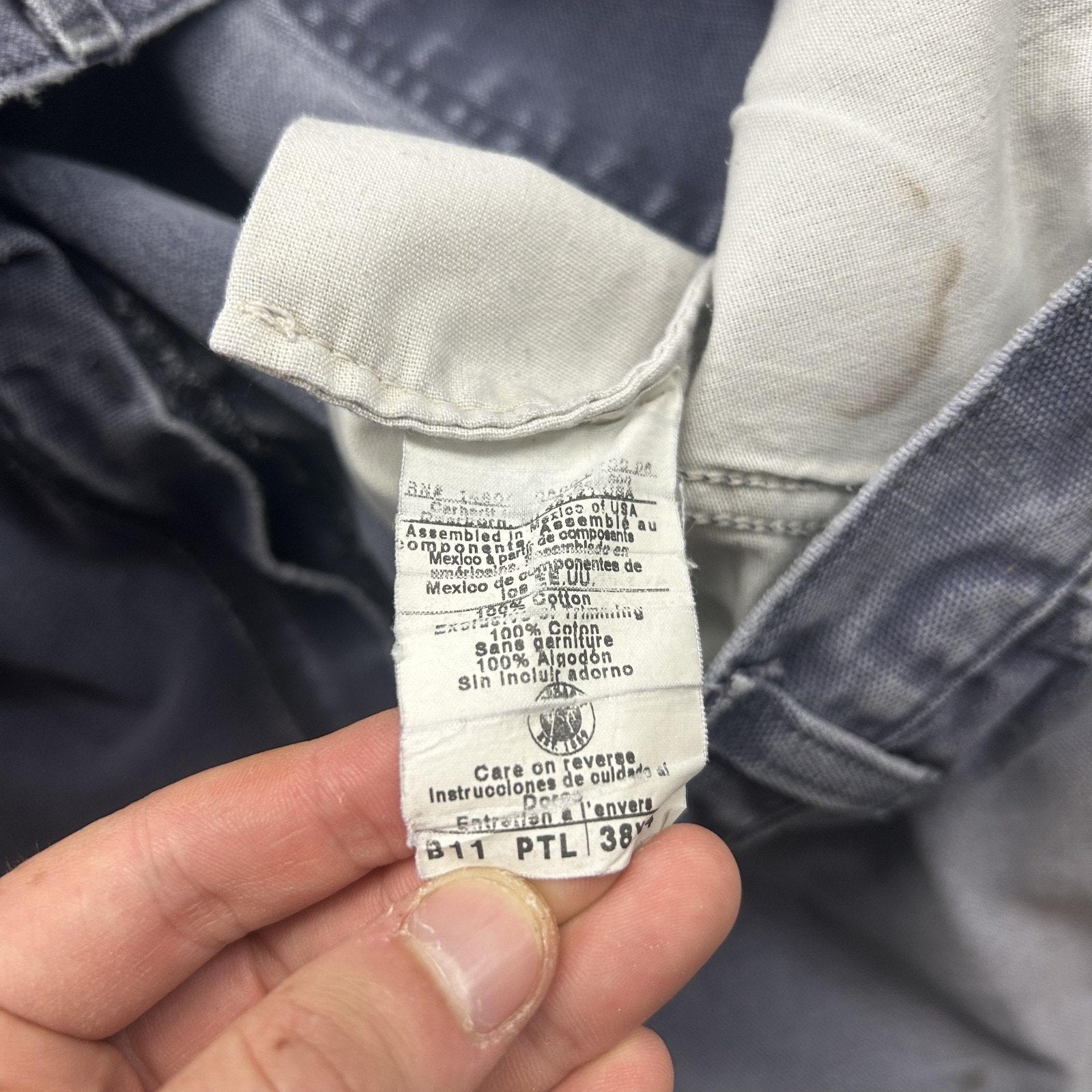 Vintage Carhartt Carpenter Pants Mens 38x32 B11 PTL Blue Baggy Relaxed Faded 90s
