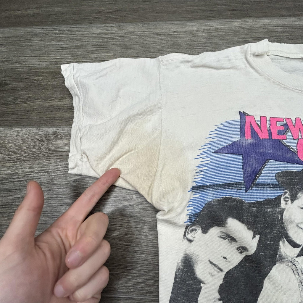Vintage New Kids On The Block Shirt Mens Small White Hangin Tough Faded 90s USA
