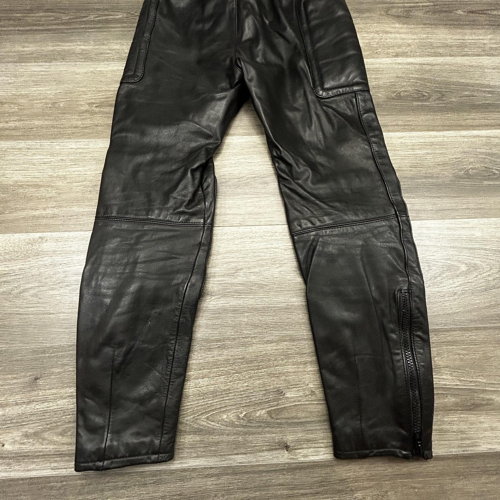 Vintage 80s Harley Davidson Hein Gericke Leather Pants Men 32 Black Padded Biker