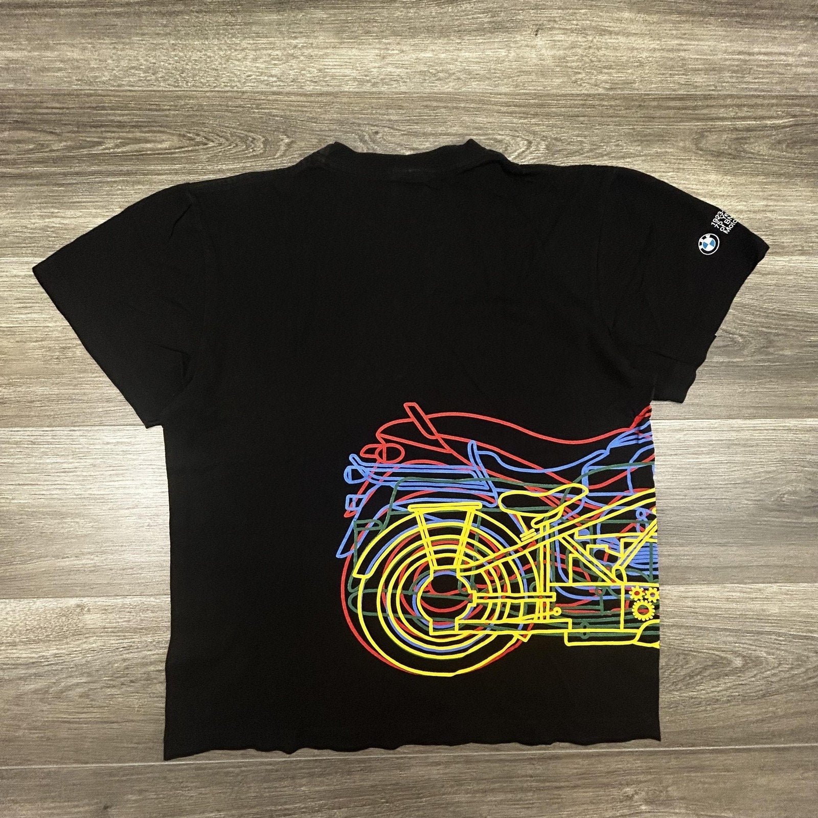 Vintage BMW Motorcycle Guggenheim Museum Shirt Mens Large Black Neon 90s Canada
