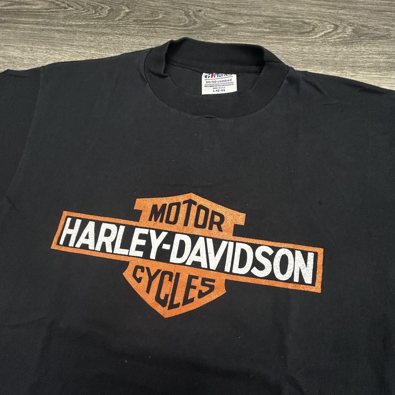 Vintage 80s Harley Davidson Shirt Mens Large Black Single Stitch Eagle Made USA