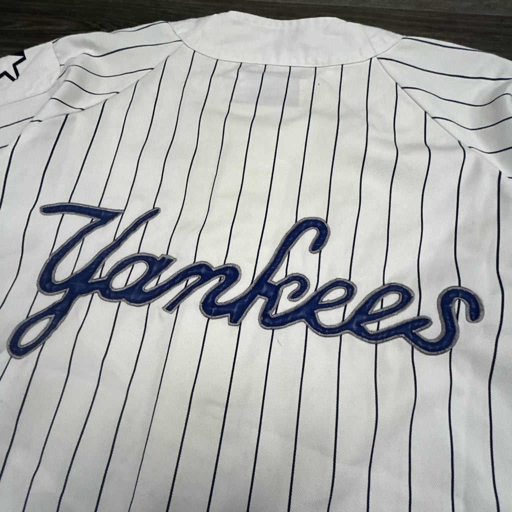 Vintage New York Yankees Jersey Mens Large White Pinstripe Baseball Starter 90s
