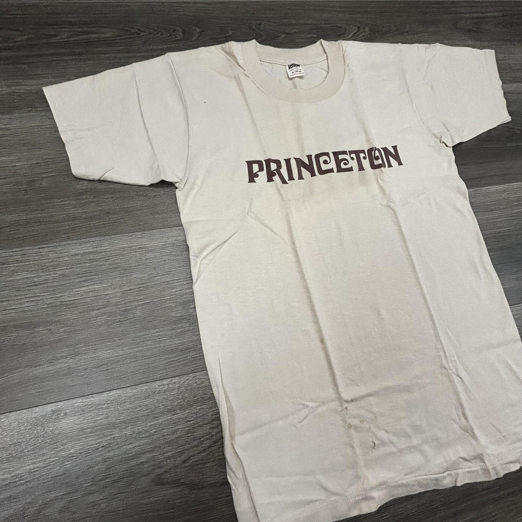 True Vintage 70s Princeton Shirt Mens Medium Beige Ivy Single Stitch Made in USA