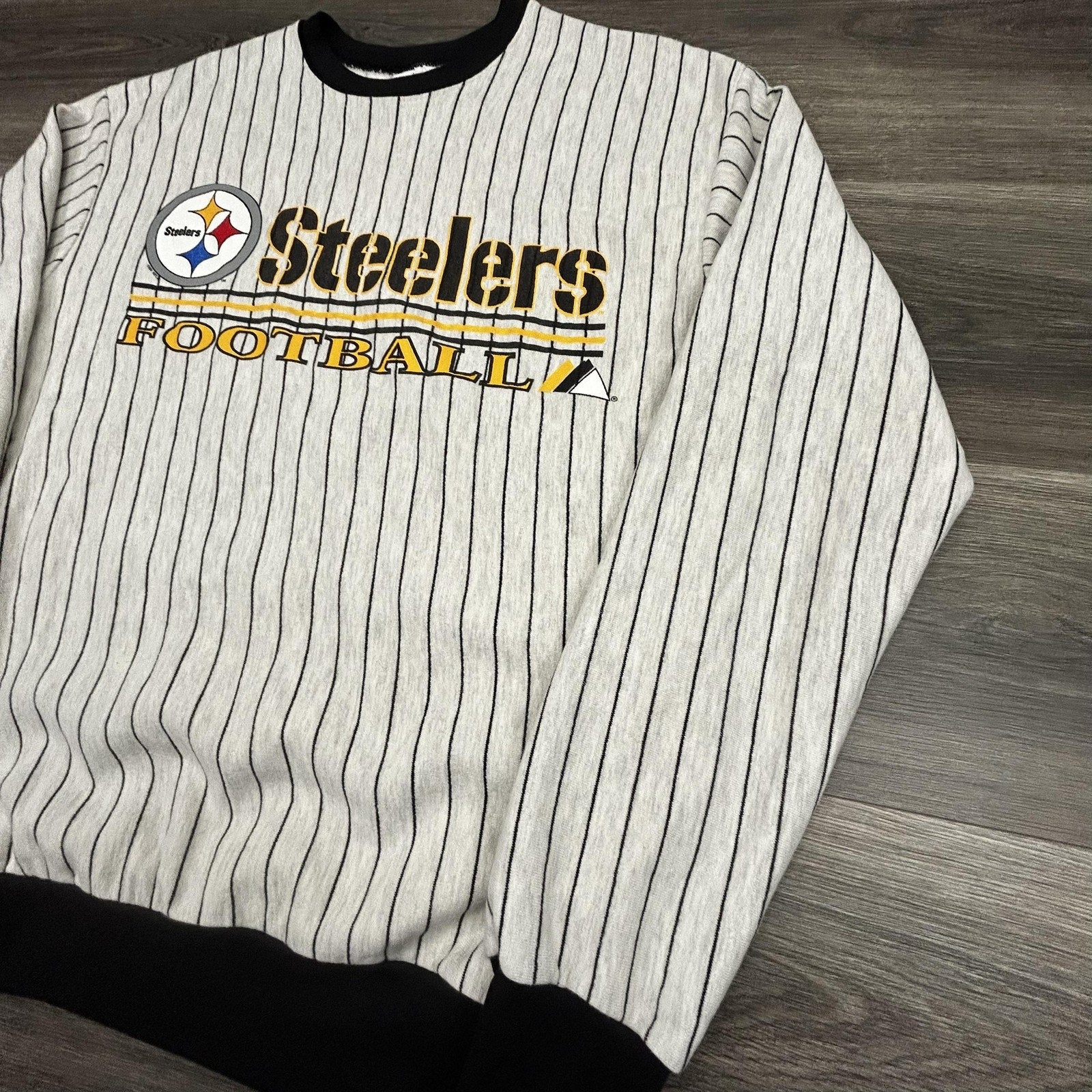 Vintage Pittsburgh Steelers Sweatshirt Mens Large Gray NFL Football Majestic USA