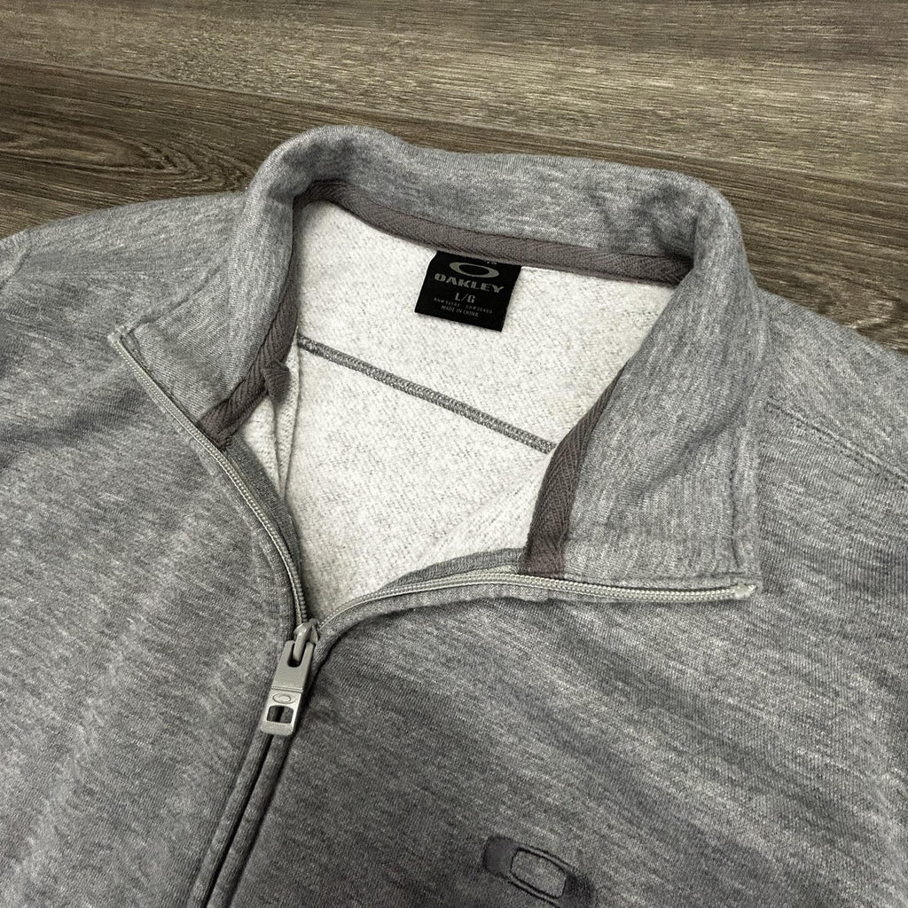 Oakley Sweatshirt Mens Large Gray Full Zip Fleece High Neck Logo Pockets Gorp