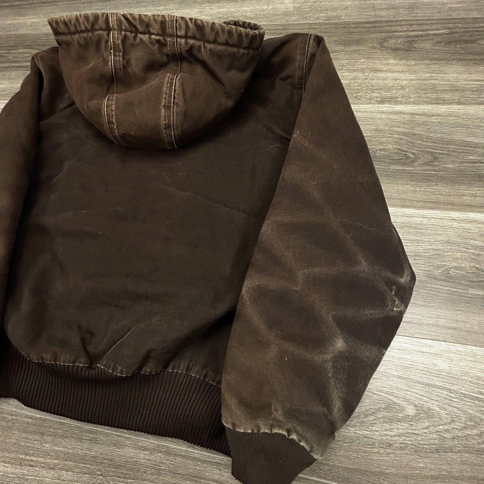 Vintage Carhartt Jacket Mens Large Brown Hooded Canvas Bomber Quilted J130 DKB
