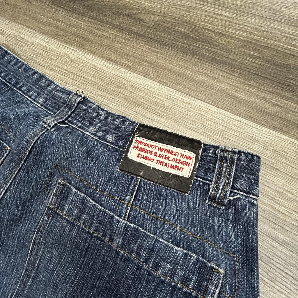 Vintage DTEK Girbaud Jeans Mens 36x32 Blue Baggy Flight Strap Denim Skater Y2K
