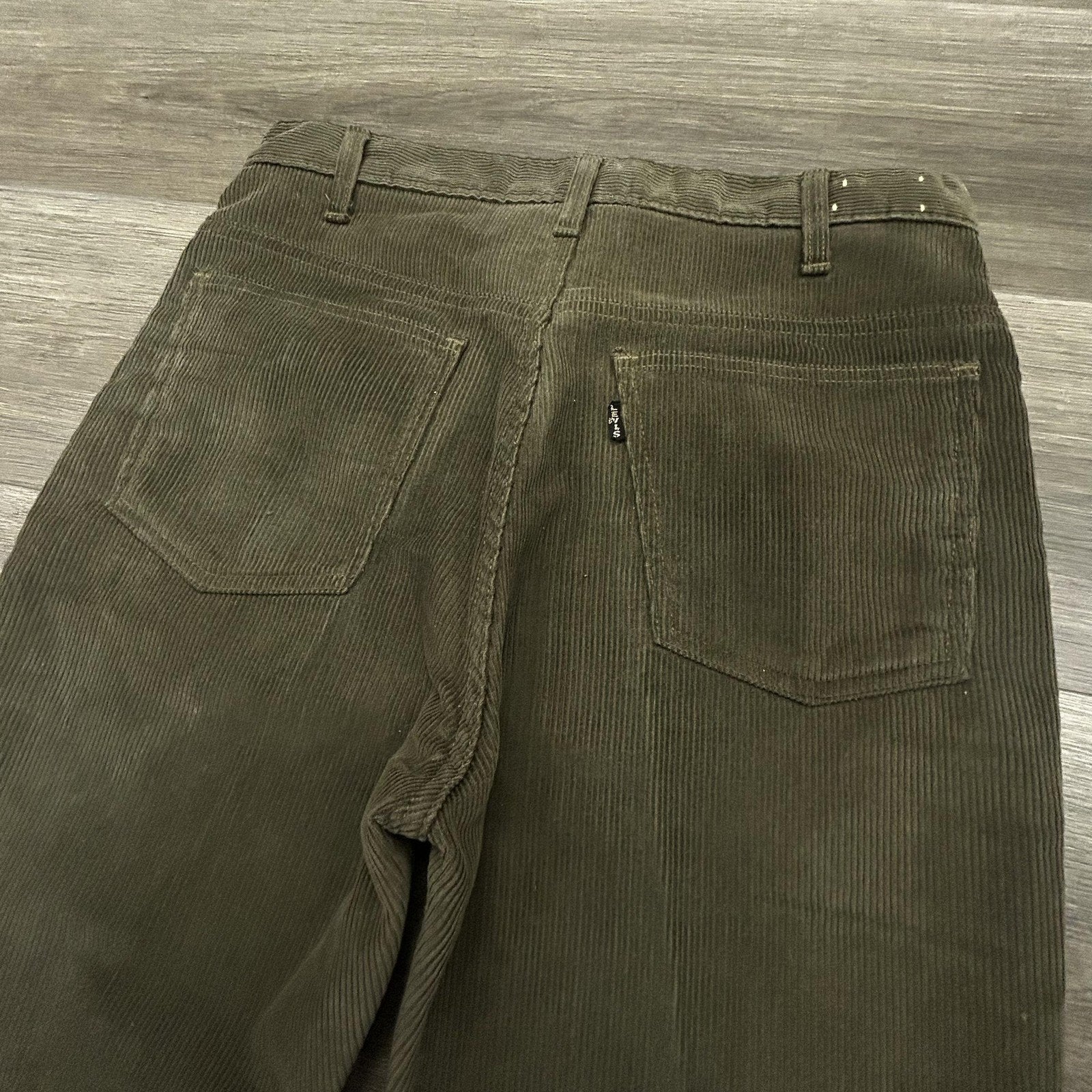 Vintage Levis Sta-Prest Corduroy Pants Mens 32x30 Green Straight Talon Zip Big E 70s