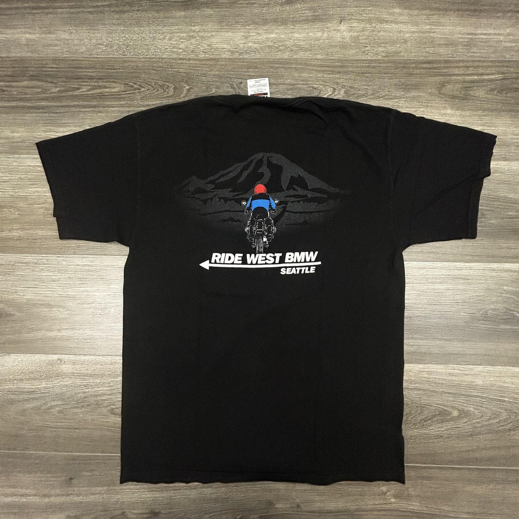 Vintage BMW Motorcycle Shirt Mens Large Black Racing Biker Seattle Beamer 90s