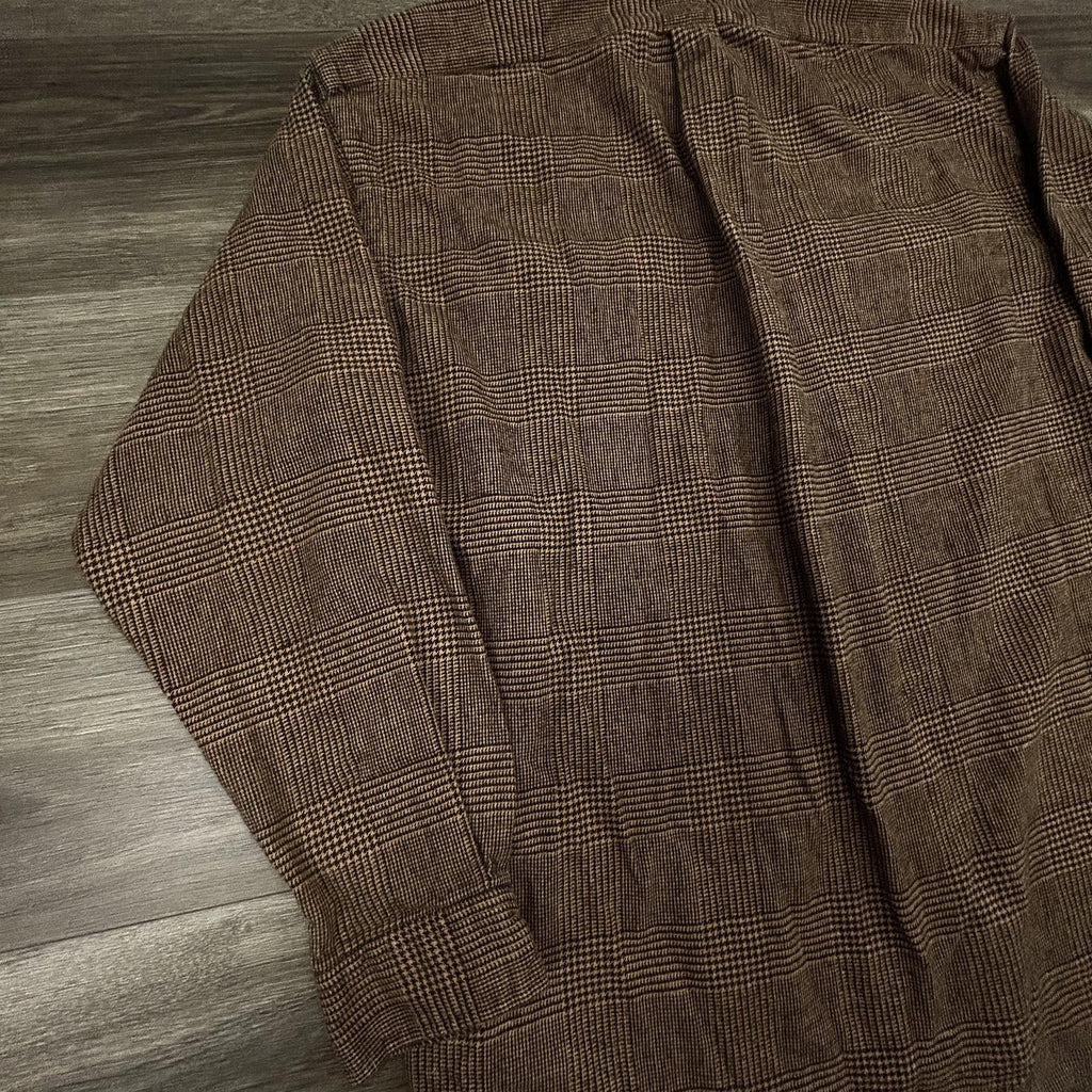 Vintage Polo Ralph Lauren Flannel Shirt Mens XL Brown Plaid Whitfield Preppy 90s