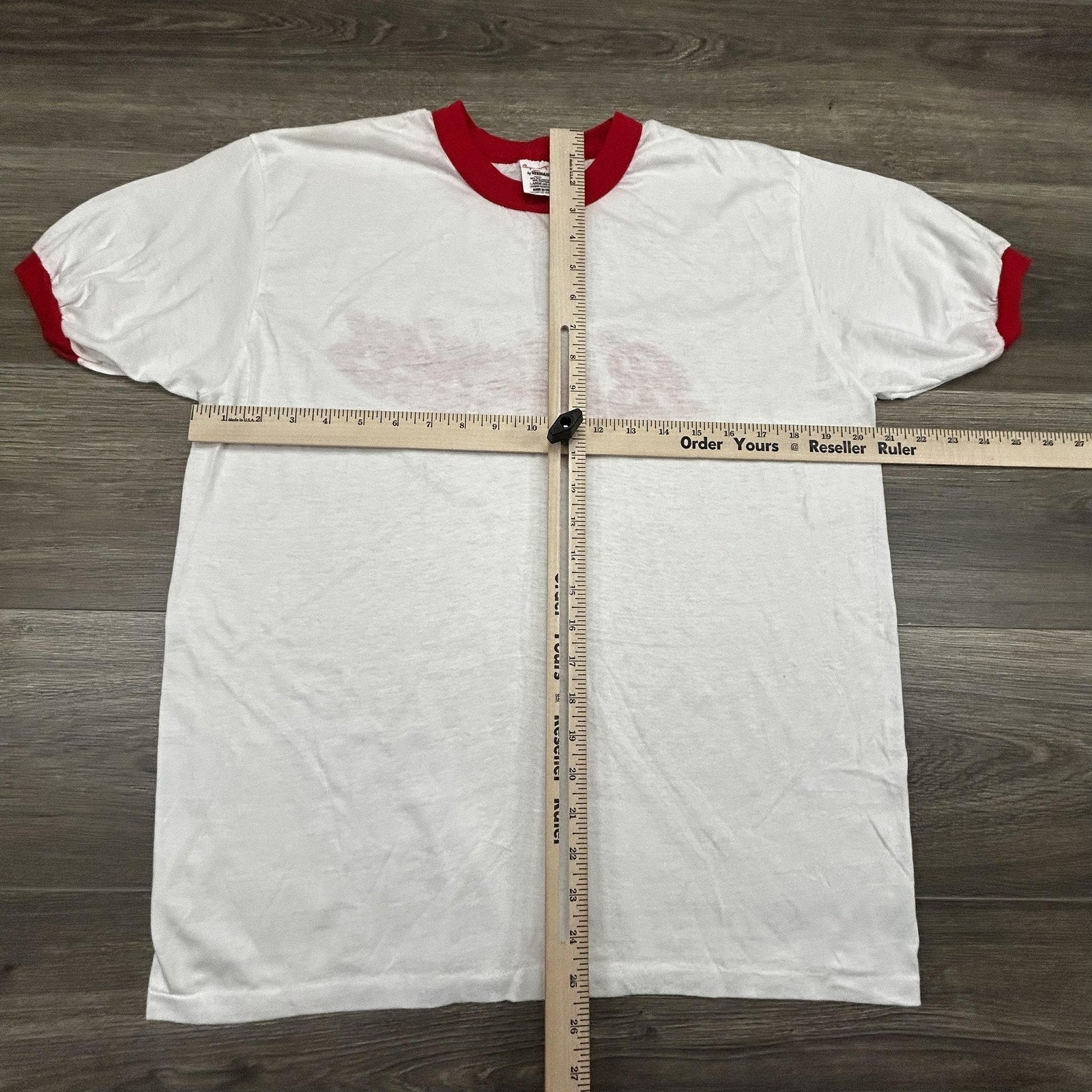 Vintage 80s Budweiser Ringer Shirt Mens Large White Red King Of Beers Logo USA