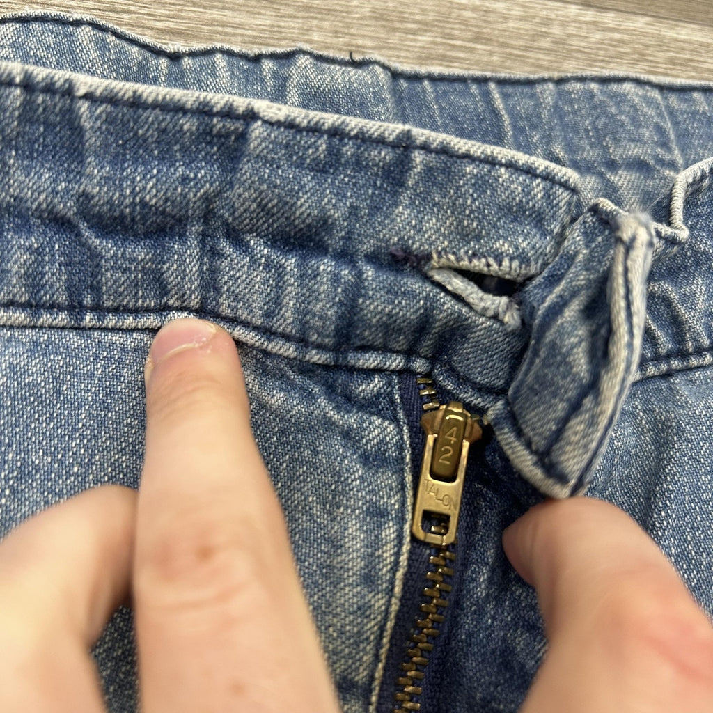 Vintage 70s Levis Jeans 32x32 Blue Wide Leg Flare Bell Bottom Talon Orange Tab