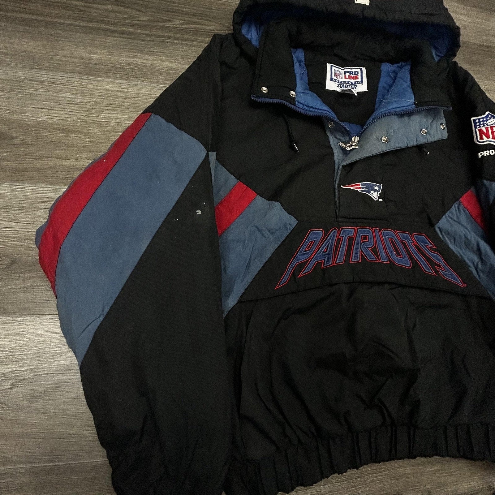 Vintage Starter New England Patriots Jacket Mens XL Black NFL Football 90s RARE