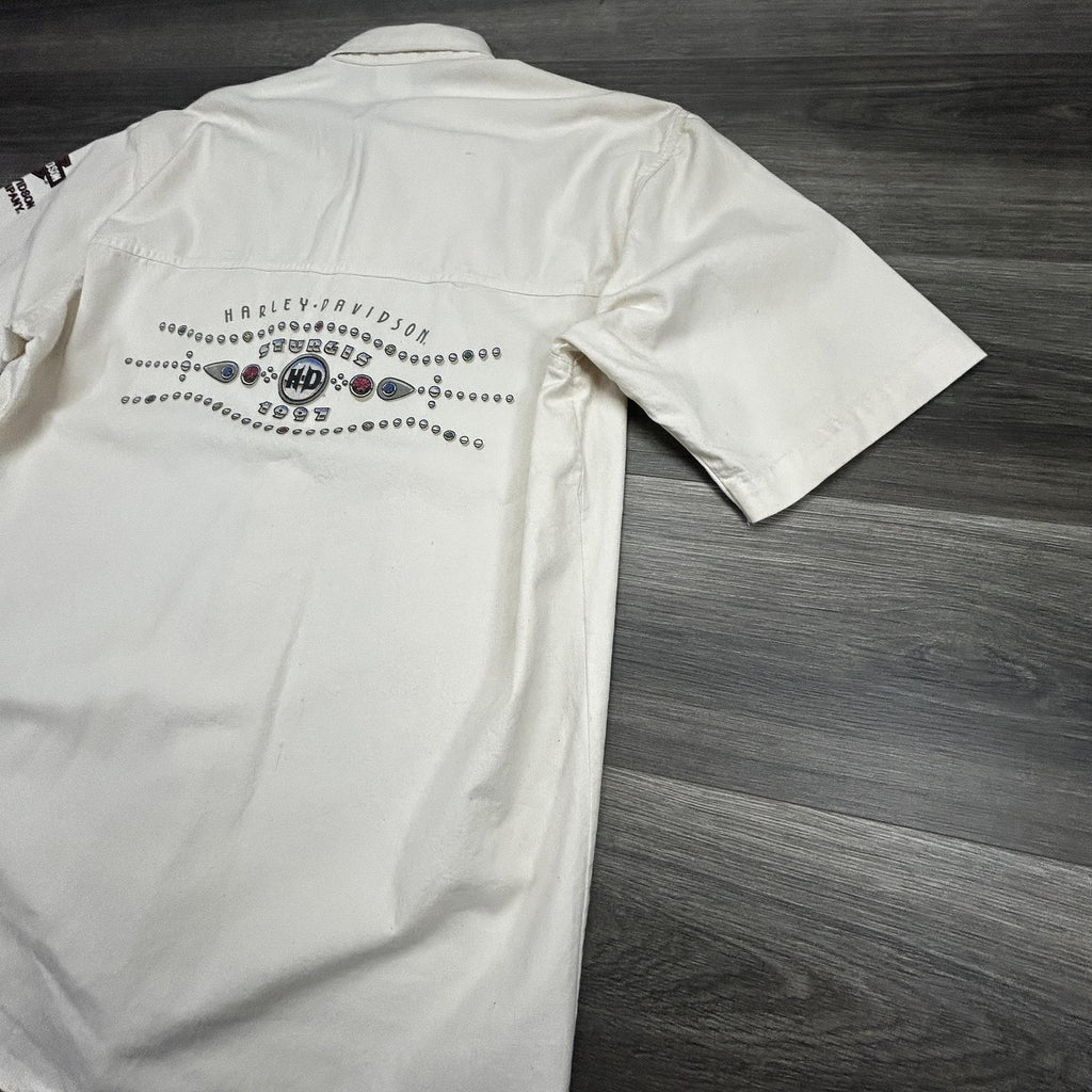 Vintage Harley Davidson Shirt Mens Medium White Sturgis 1997 Biker Short Sleeve